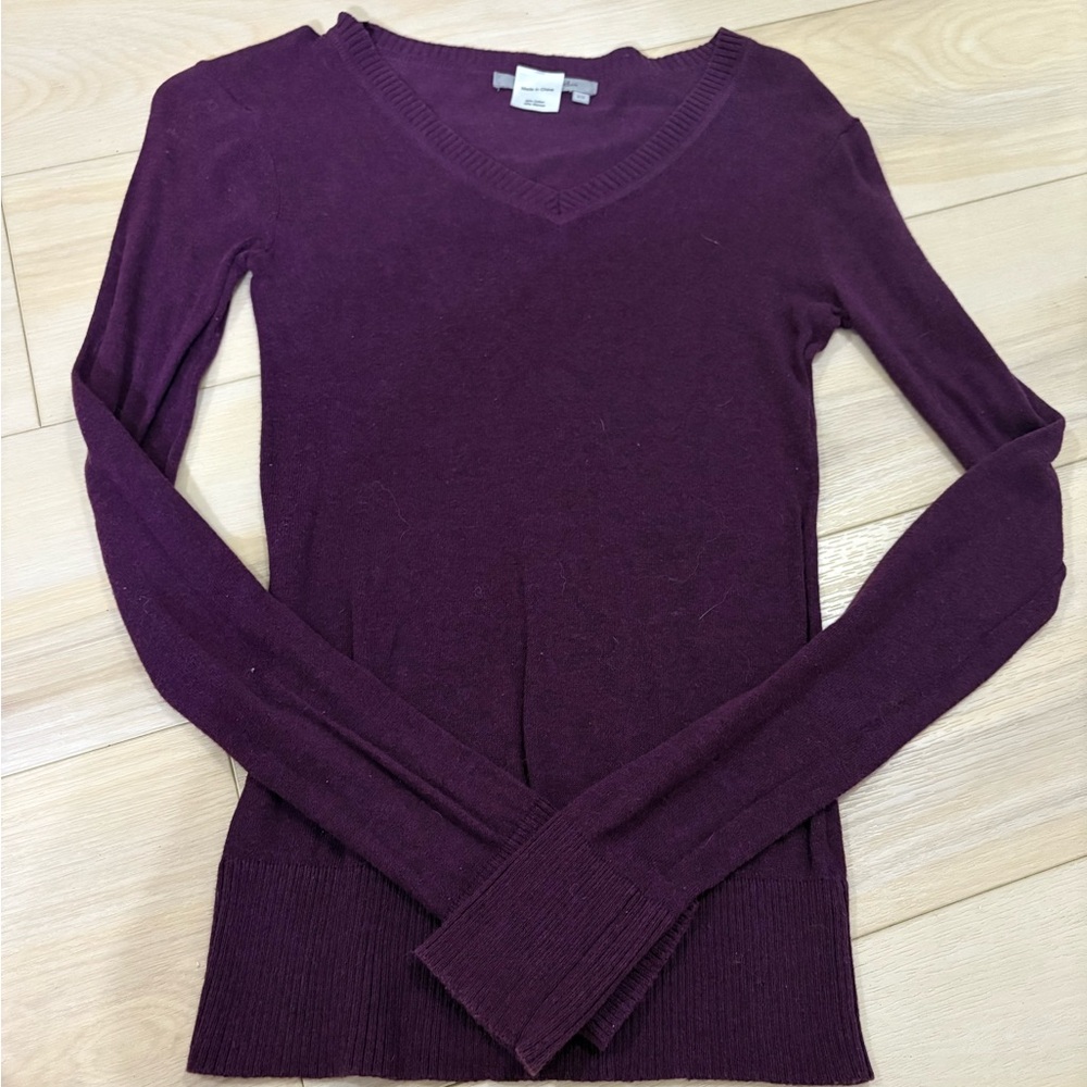 TEX by Max Azria Purple CS V-Neck Long Sleeved Shirt